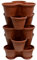 Gariella 5X Blumentopf Säulentopf Pflanzturm Hochbeet Pflanztopf-Kübel mit Untersetzer stapelbar bruchfest widerstandsfähig farbig Kunststoff