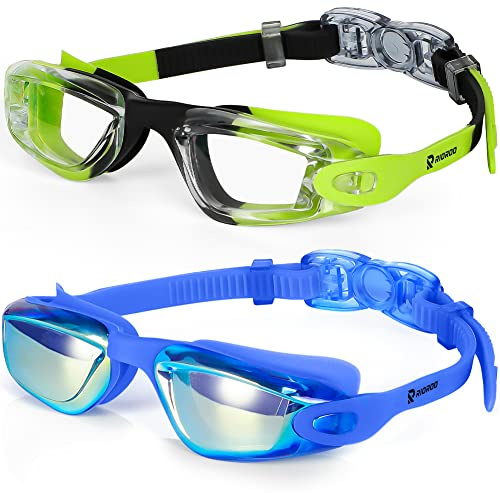 RIOROO Kids Swimming Goggles, Swim Goggles Kids 6-14 Years for Boys Girls No Leaking Anti-fog 100% UV Protection, Anti-glare Swim Goggles,for Triathlon Other Summer Sports