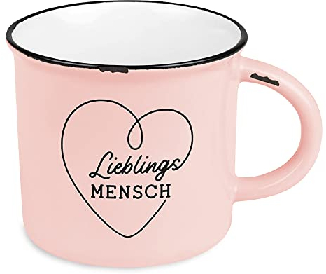 Grafik-Werkstatt vintage| Keramik Becher zum verschenken | 400 ml | Lieblingsmensch, 61755, Rosa