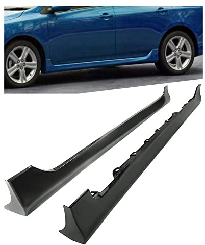 HECASA Side Skirt Extensions Replacement Compatible with 2003-2008 Toyota Corolla Rocker Panels Guard Body Kit Black Plastic (Pair)