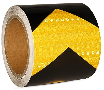 XFXIA Reflektierendes Klebeband Gelb&Schwarz 20m x 10cm Wasserdicht Reflektorband Selbstklebend Warnklebeband Sicherheitsband-Conspicuous Warning Tape für Fahrzeuge,Autos,Anhänger,Draussen