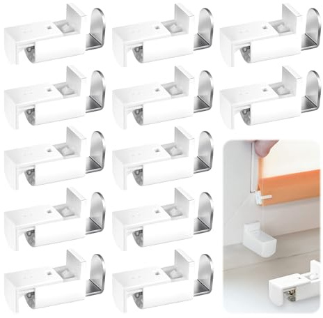 Klemmträger Befestigung, 12 Stück Plissee Ersatzteile klemmträger, 3x1.8x2cm Plissee Klemmträger Zubehör Ohne Bohren Klemmträger Plissee für Gespannt Plissee und Doppelrollo(Weiß)