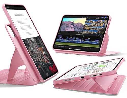 ESR Custodia girevole per iPad Pro 13 M4 (2024), iPad Pro 13 con copertura magnetica rimovibile, supporto regolabile verticale/orizzontale con visualizzazione dello schermo rialzata, 9 angoli in