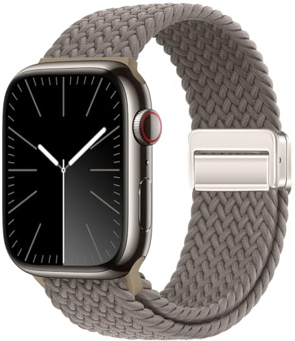 Qimela Sportband kompatibelt med Apple Watch Band 38 mm 40 mm 41 mm 42 mm 44 mm 45 mm 46 mm 49 mm kvinnor män magnetiskt stretchigt flätat sportband för iWatch-serien