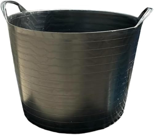 Novostyl 42L Flexi Tubs 1 Pack - Versatile Large Garden Tubs with Handles, Handy Builders Buckets Heavy Duty, Ideal Bath Bucket & Flexi Bucket, Durable Flexible Buckets for Home & Garden ((BLACK))