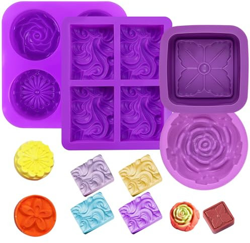 MOSTFUN 4 Stück Silikon Seifenformen, 4 Cavities Seifenform Silikon Handgefertigte Seifenform DIY Form Antihaft & BPA Freie für Seife Schokolade Ice Cube Muffin Kuchen Backen