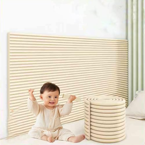 Koncey Pannello Imbottito da Parete, Anti-collisione Tappetino da Muro per Bambini, Pannelli Acustici Decorativi, Pannelli per Pareti Camera da Letto Autoadesiva, Pannelli Decorativi(Beige,1 PCS)