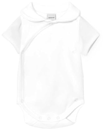BABIDU Kortärmad crossover baby-body i 100% bomull med hals, babybody för nyfödda och tidiga nyfödda, för första användning, mjukt och allergivänligt och bekvämt tyg