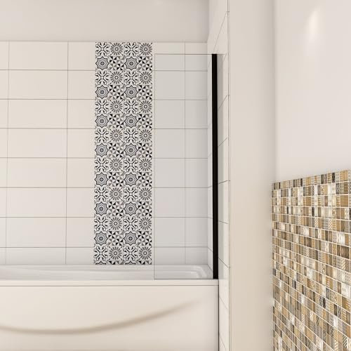 Pare-baignoire fixe - Aluminium noir mat - 40cm - écran de baignoire H.130cm - 5mm verre trempé anticalcaire