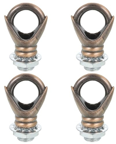 MECCANIXITY Eye Nut 22lb Max Load M10 Thread Ring Shape Female Loop with Thread Pipes Washers Nuts for Hanging Lamp Chandelier, Red Bronze Pack of 4