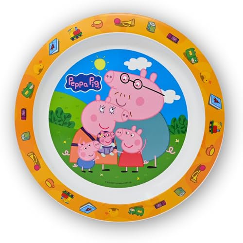 Stor Peppa Pig Assiette d'apprentissage, pour enfants, sans BPA et réutilisables, assiettes à collation, assiettes de camping pour tout-petits, assiettes plates, pour bébé, assiettes à petit-déjeuner