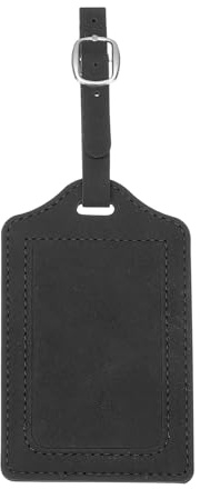 PATIKIL Suitcase Tags, Black Leather Luggage Name Tags Travel Accessories Airplane Essentials with Private Protection for Flying Hotel Check in Luggage Bags Men Women, 1 Pcs