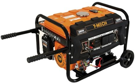 Générateur à Essence Portable Groupe Éléctrogène Genset Monophasé 3300w 7CV 12 l | 4 Temps 210cc | Sortie 230v AC 12v DC | Démarreur à Clé Électrique Affichage Numérique Utilisation Facile