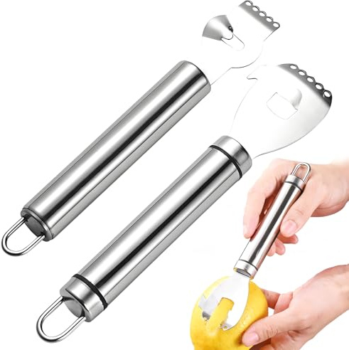 quyueug Ensemble de Deux Zesteur, Zesteur à Citron en Acier Inoxydable- Utilisé pour Râper Le Zeste de Citron, Râper Le Fromage et Ouvrir Les Fruits, il est Léger et Polyvalent.