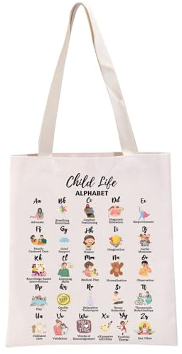 PYOUL Child Life Specialist Gift Child Life Alphabet Tote Bag CCLS Handbag Child Life Graduation Gift (Child Life Alphabet T)