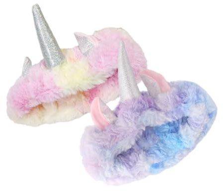 Toyvian Bandeaux de Maquillage Licorne Dégradé en Coton, Bandeaux Spa Élastiques pour Femmes, Accessoire Coiffure Visage 2 Pièces Violet et Rose pour Soins et Sport Couleur Aléatoire
