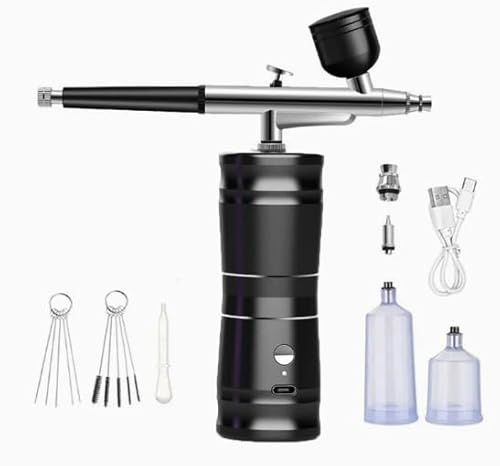 Juego de aerógrafo con compresor, pistola de aerógrafo portátil recargable, mini kit de aerógrafo inalámbrico, pistola de aerógrafo de mano para maquillaje, decoración de pasteles, tatuajes, diseño de