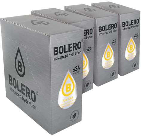 SET 96 BOLERO DA 8 grammi Ice Tea Lemon Preparato istantaneo polvere solubile in bustine Sticks per Bevande con Stevia e Vitamina C e Senza Zucchero ideale per fitness e diete