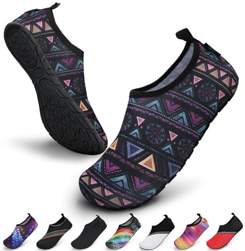 SAGUARO Damen Herren Badeschuhe Wasserschuhe Schwimmschuhe Männer Frauen Barfußschuhe für Strand,Pool,Meer,Wassersport,Surfen,Aqua Cycling,Segeln,Bootfahren,Windsurfen(Böhmische Violett, 38/39 EU)