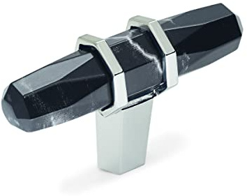 Amerock BP36647MBKPN Carrione Cabinet Knob, 2-1/2 in (64 mm) Length, Marble Black/Polished Nickel