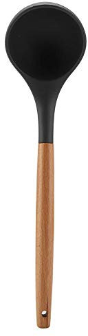 VIFERR Soup Ladle, Silicone Spoon Non-Stick Kitchen Utensil Heat Resistant Serving Spoon with Wooden Handle Cooking Tool for Cooking & Serving Soup