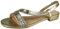 LoudLook Ladies Summer Sandals Open-Toe Strappy Elastic Low Heel Comfy Causal Wedding Shoes Sizes Gold 4