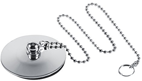 Bouchon de Baignoire, Évier de Cuisine Chromé, Bouchon de Vidange de Baignoire, Bouchon de Vidange en Métal Solide avec Chaîne pour Évier de Cuisine, Baignoire de Salle de Bain (1Pcs)