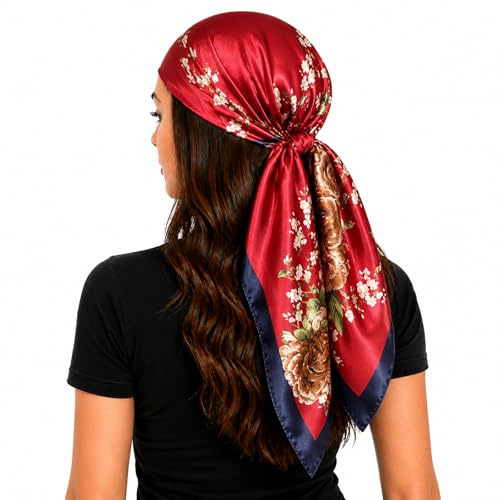 FAIRYGATE Satin Scarf for Women UK Large 90 × 90cm Square Silky Like Neck Head Scarves Set