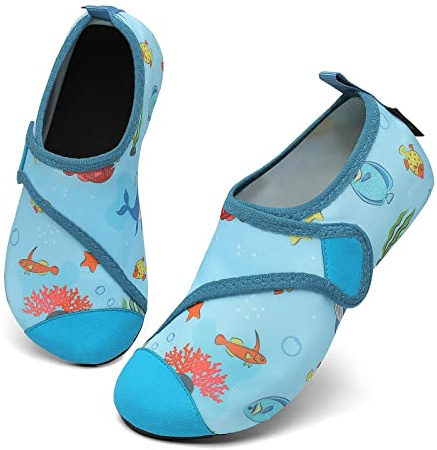 SAGUARO Calcetines Piscina Niño Surf Aqua Escarpines Niña Secado Rápido Antideslizante Zapatillas Deportivas Acuáticas Azul 34/35 EU