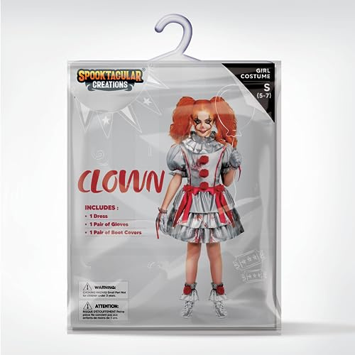 Spooktacular Creations Girls Costume Costume, abito da clown malefico, costume da jack spaventoso per le ragazze di Halloween, gioco di ruolo, cosplay-s