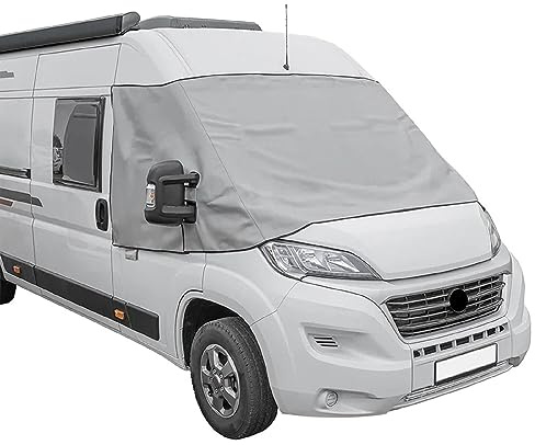 Preiswert&Gut Couvre-pare-brise avant compatible pour FIAT Ducato X290 Blanc, Gris camping-car Protection UV (Gris)