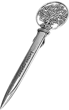 Metal Retro Letter Opener, Zinc Alloy Vintage Envelope Slitter with Antique Pattern, Durable Rustproof Smooth Sharp Edge, Compact Portable for Office Home Desk Use Gift