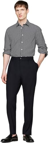 Tommy Hilfiger Herren Hemd Poplin Print Shirt mit Knopfleiste, Mehrfarbig (Desert Sky/Optic White), L