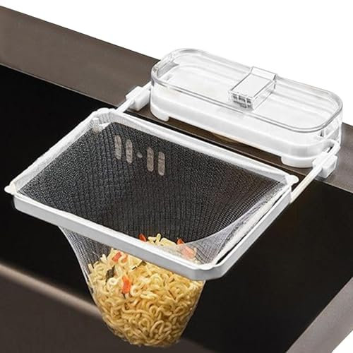 Eoixuqba Sink Drain Strainer Holder, Suction Cup Sink Strainer, 20.7x16.5x3.5cm Compact Sink Strainer Mesh Bag Stand Sink Drain Strainer, Removable, Mesh Bag For Food Waste