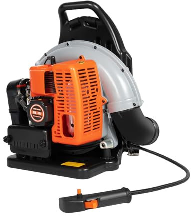 63CC Benzin Laubsauger 2-Takt Motor mit 1.8L Kraftstofftank, 2.7kW 6800r/min Laubbläser Rückenlaubbläser Gartenbläser mit Verstellbarer Schultergurt, 0.3m³/s Air Volume