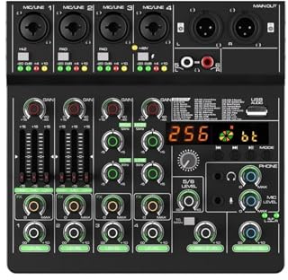Audio Mixer 4-kanals Mixerkonsol Med RCA-ingång Och XLR-anslutning