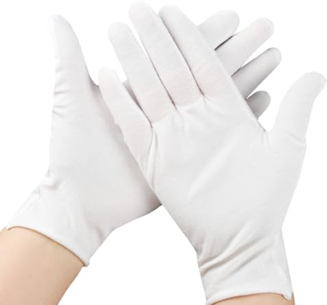 4 Pairs Cotton Gloves for Moisturizing Dry Hands & Eczema Care, Washable Stretchable Cloth Gloves for Overnight Treatment, Coin Jewelry Silver Handling and Inspection