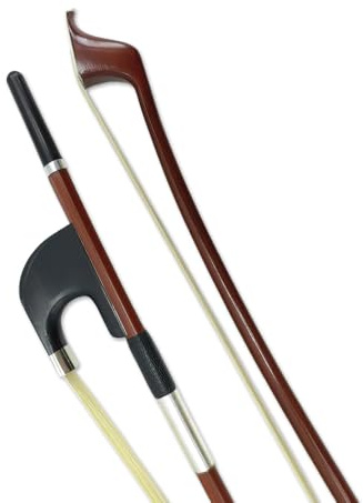 Conboxus Upright Double Bass Bow Brazilian Wood High-Handle Bass Bow Silver-Threaded Germany Style,Natural Horse Hair Warm and Powerful Tone (Colorful-Threaded)
