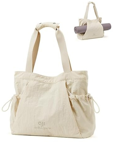 Yoga Bag for Women, Beach Bag with Wet and Dry Separation Bag, Tote Bags with Multiple Pockets and Zipper for Yoga Mat Carrier Pilates School Office Travel Beach