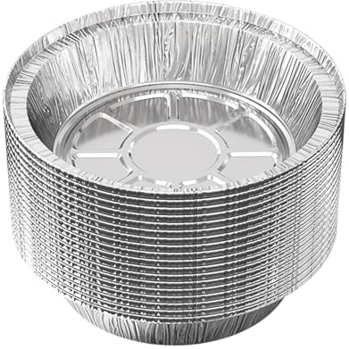 Ciotole per friggitrice ad aria calda | 50 pezzi ciotole in foglio di alluminio, inserti rotondi resistenti all'olio, per cesti a vapore, per accessori da forno, forno a microonde, ristorante, cucina