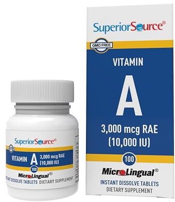 Superior Source Vitamin A 10,000 IU - Eye Care Supplement - Also Supports Immune, Skin & Bone Health - Non-GMO & Gluten-Free - 100 MicroLingual Tablets