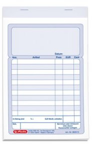 Herlitz 882613 Kassenblöcke Doppelt, DIN A6 - 50 Blatt, 10 Stück