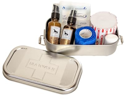 Erste-Hilfe-Set für Hunde - Verbandskasten mit First Aid Balsam und Silberspray, Verbandsmaterial, Wundkompresse und Heftpflaster-Rolle, FIRST AID BOX von LILA LOVES IT