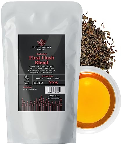 Darjeeling Tea Loose Leaf - Natural First-Flush Indian Black Tea Leaves - Sweet Fruity & Muscatel with Subtle Orange Blossoms Notes - Easy to Brew Darjeeling Tea by The Tea Makers of London