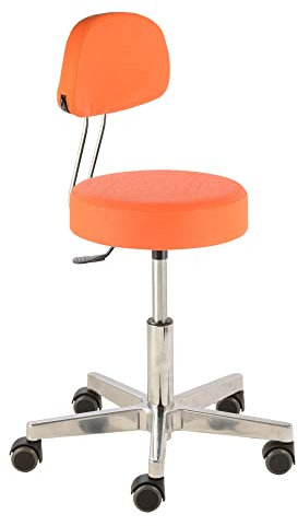 Roll- und Drehhocker Lille swing 4443, Sitzhöhe ca. 43 - 56 cm, verstellbarem Rückenteil, stufenlose Höhenverstellung, Aluminium-Fusskreuz, Rollen mit weicher Radbandage , Polsterdekor:Dekor orange