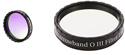 Celestron 94123 1.25-Inch UHC/LPR Filter (Black) & 93623 Narrowband Oxygen III 1.25 Filter