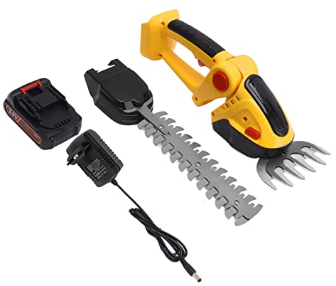 Focket Cisaille à Gazon et arbustes sans Fil, Taille-haie Portable 2 en 1, Herbe électrique avec Batterie Rechargeable 1500 MAh et Chargeur Inclus pour Jardin, Pelouse (Jaune)