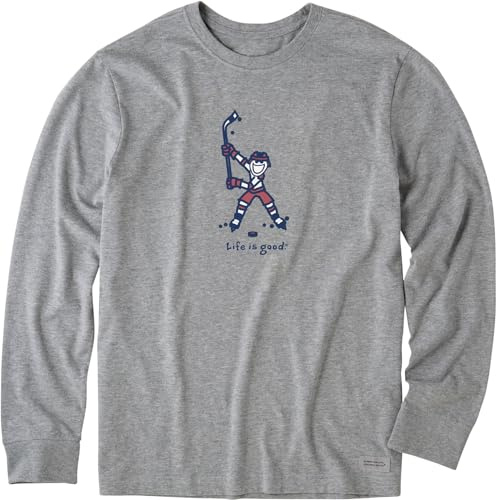 Life is Good. Men's Jake Hockey Swing Long Sleeve Crusher Tee, Heather Gray (US, Alpha, Medium, Regular, Regular)