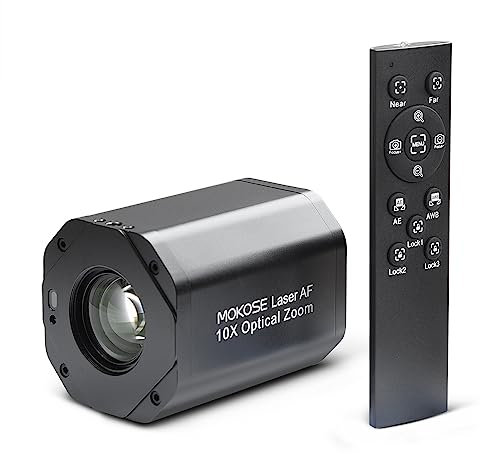 MOKOSE USB HDMI Video Camera with 10X Optical Zoom 1080p 60fps HDMI Webcam Laser Detection Auto Focus and Remote Control for Conference Live Streaming Business Education Medical Teaching
