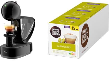 NESCAFÉ DOLCE GUSTO Krups KP2708 Infinissima Touch Automatic Multi-Drink Capsule Machine Capsule | High Pressure System up to 15 Bar | Touchscreen | Eco Mode after 1 Minute | Black mit Cappuccino